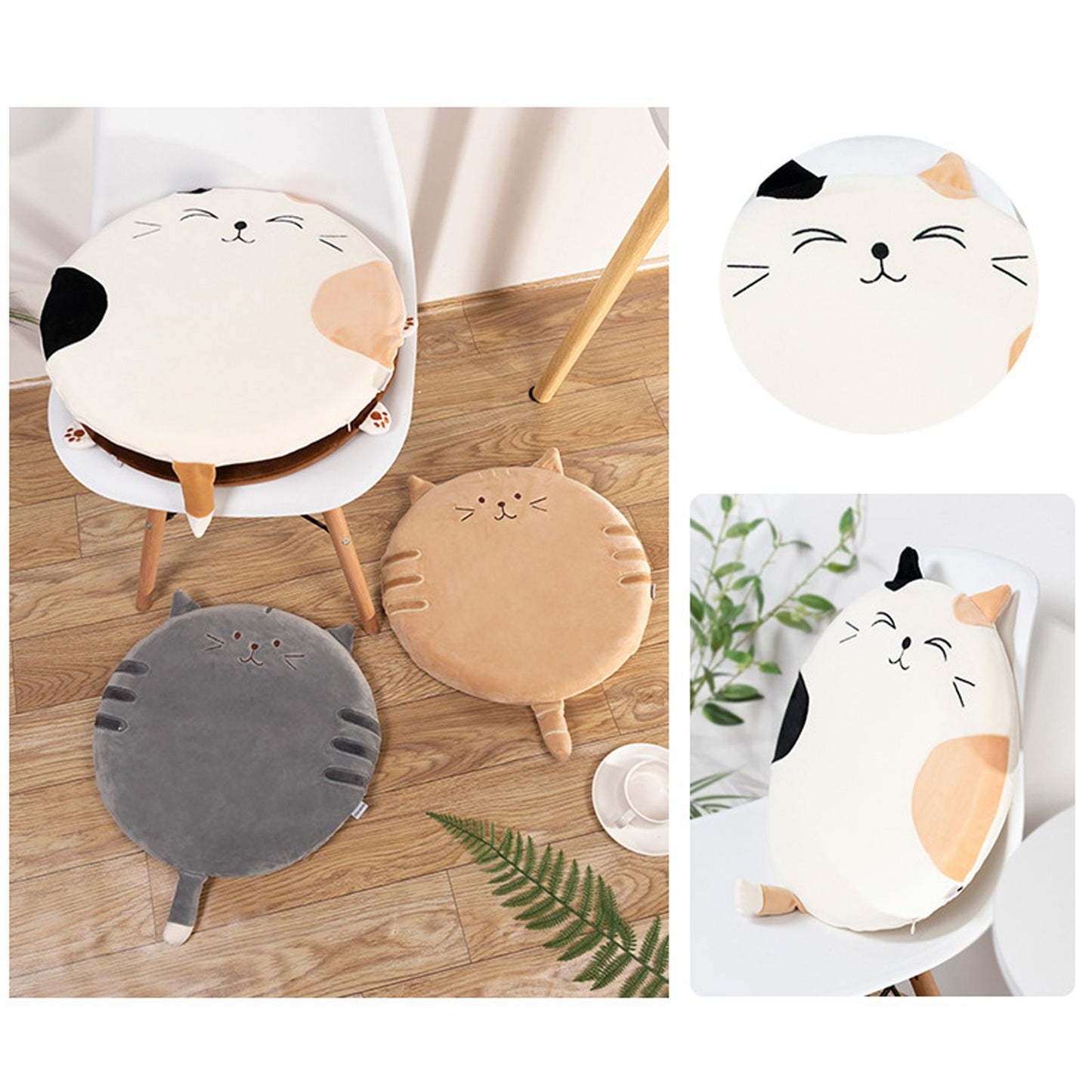 Memory Cotton Cushion Round Cute Dinosaur Shaped Soft Removable Cover Cushion Green 40 x 40 x 4.5cm V1294-YM0523-211018SH01-4