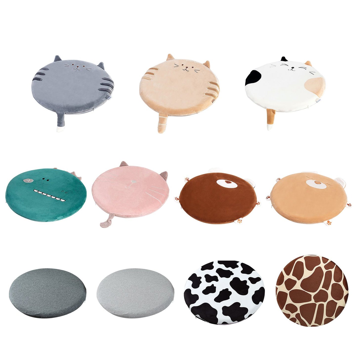 Memory Cotton Cushion Round Cute Dinosaur Shaped Soft Removable Cover Cushion Green 40 x 40 x 4.5cm V1294-YM0523-211018SH01-4
