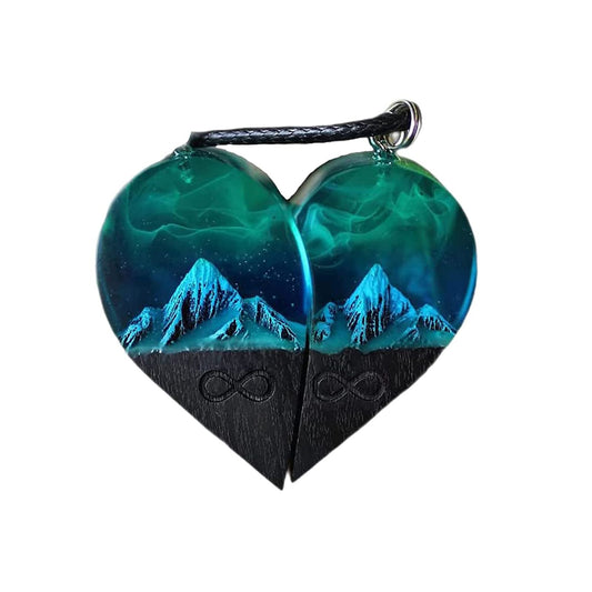 Wood Resin Paired Heart Pendants Cotton Ripe Great Gift Snowflakes Elegant Necklace V1294-YM0523-211018ZH03-1