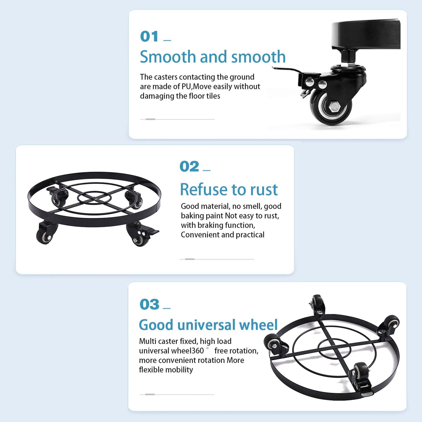 Mobile Flower Stand with Universal Wheels Metal Movable Flower Pot Stand V1294-YM0523-211019LW07-1