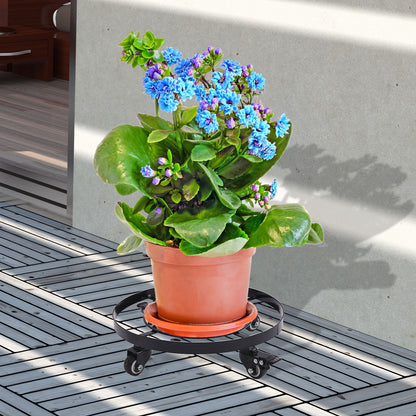 Mobile Flower Stand with Universal Wheels Metal Movable Flower Pot Stand V1294-YM0523-211019LW07-1