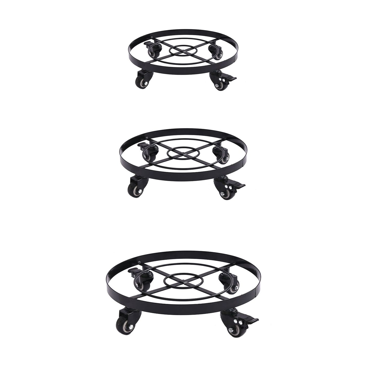 Mobile Flower Stand with Universal Wheels Metal Movable Flower Pot Stand V1294-YM0523-211019LW07-1