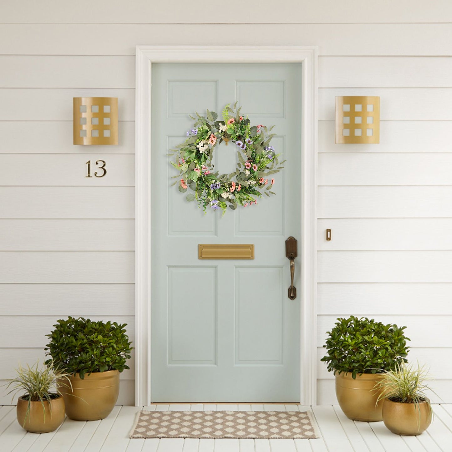 Simulation Flower Wreath Eucalyptus Daisy Wreath Wedding Home Decoration V1294-YM0523-220111XU01-1