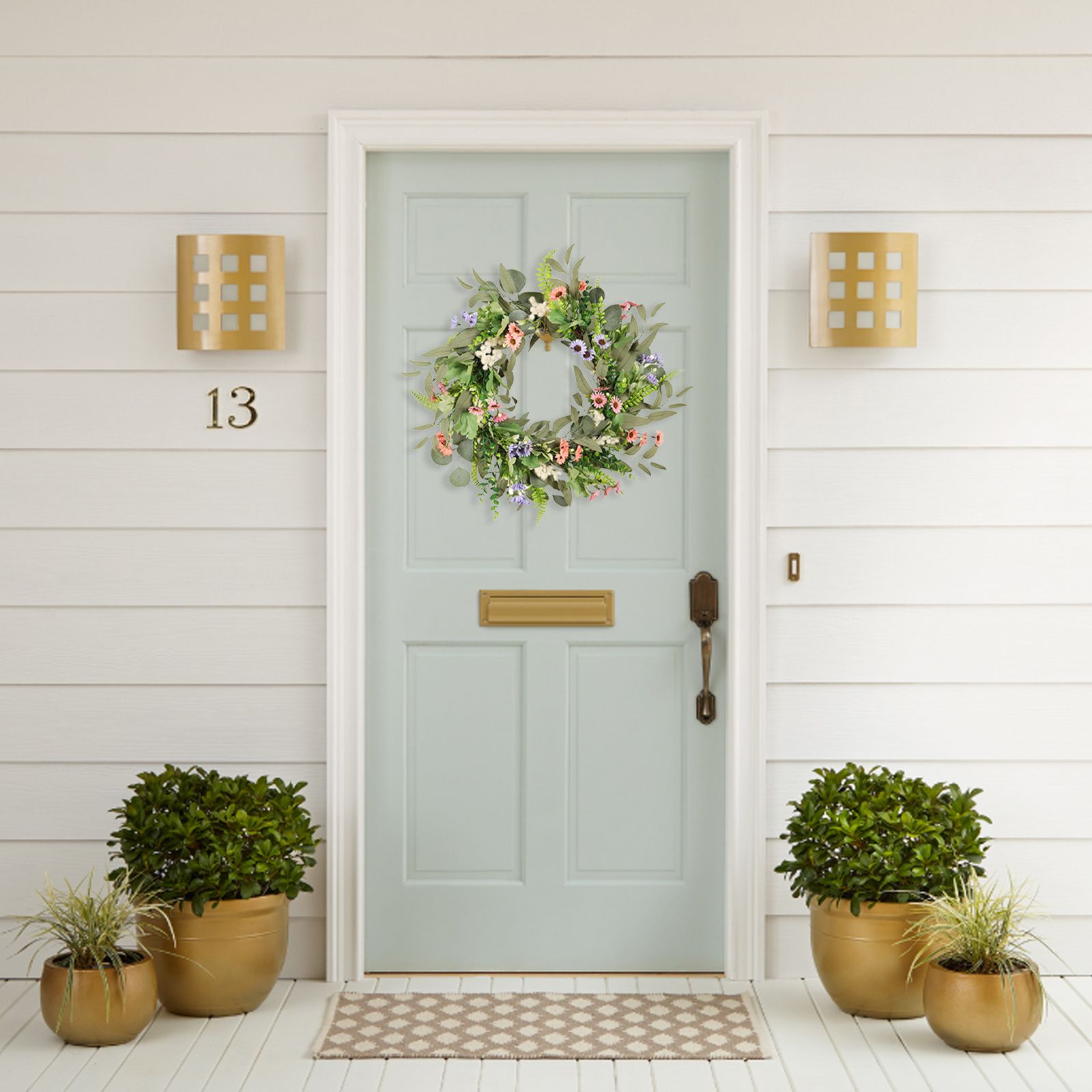 Simulation Flower Wreath Eucalyptus Daisy Wreath Wedding Home Decoration V1294-YM0523-220111XU01-1