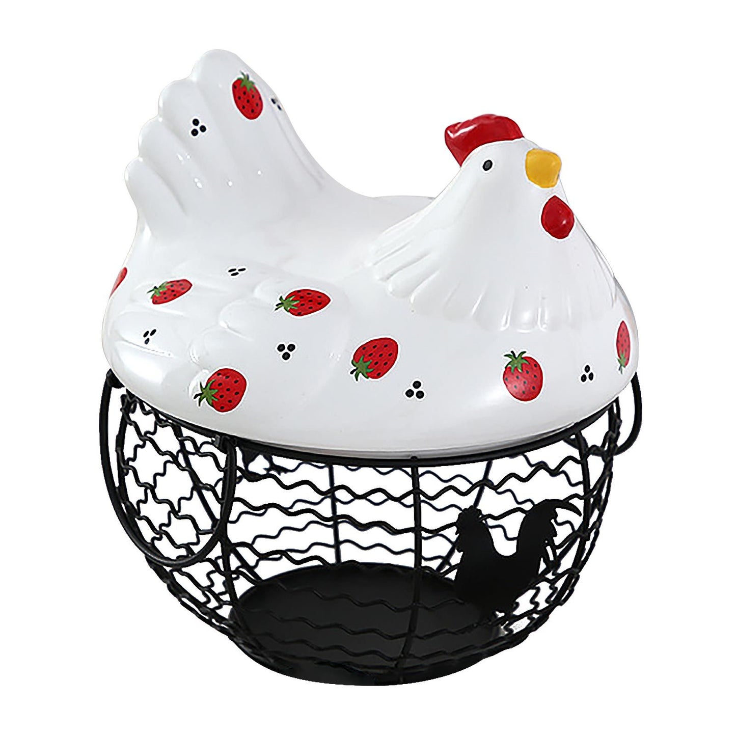 Strawberry Storage Basket Wrought Iron Basket Ceramic Egg Basket Living Room Fruit Storage Basket Kitchen V1294-YM0523-220113YA01-1