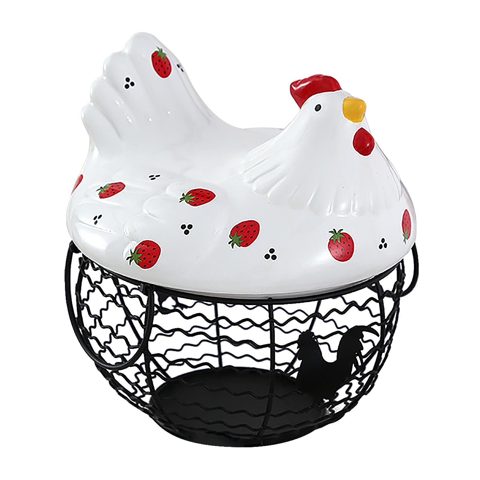 Strawberry Storage Basket Wrought Iron Basket Ceramic Egg Basket Living Room Fruit Storage Basket Kitchen V1294-YM0523-220113YA01-1