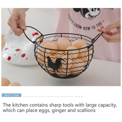 Strawberry Storage Basket Wrought Iron Basket Ceramic Egg Basket Living Room Fruit Storage Basket Kitchen V1294-YM0523-220113YA01-1