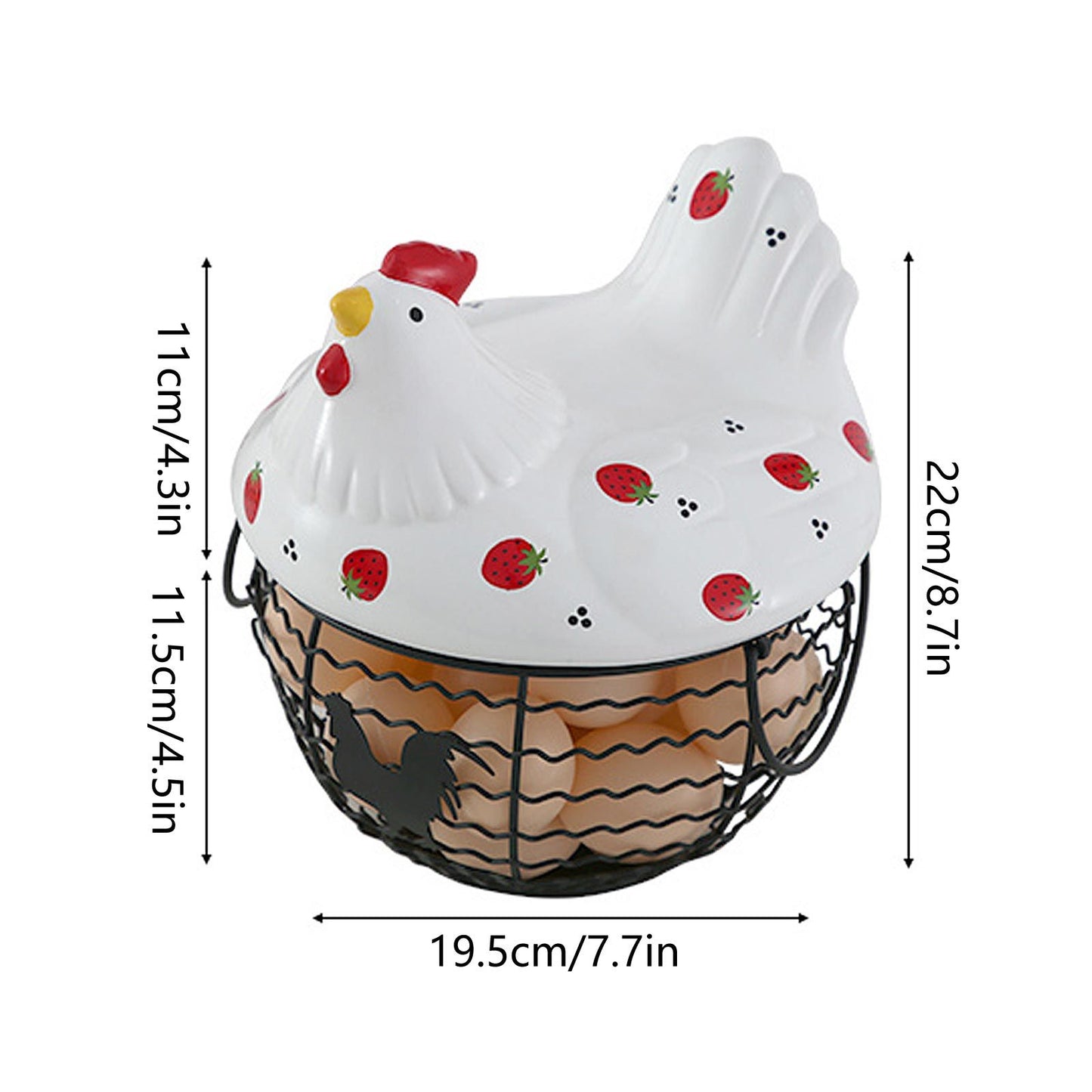Strawberry Storage Basket Wrought Iron Basket Ceramic Egg Basket Living Room Fruit Storage Basket Kitchen V1294-YM0523-220113YA01-1
