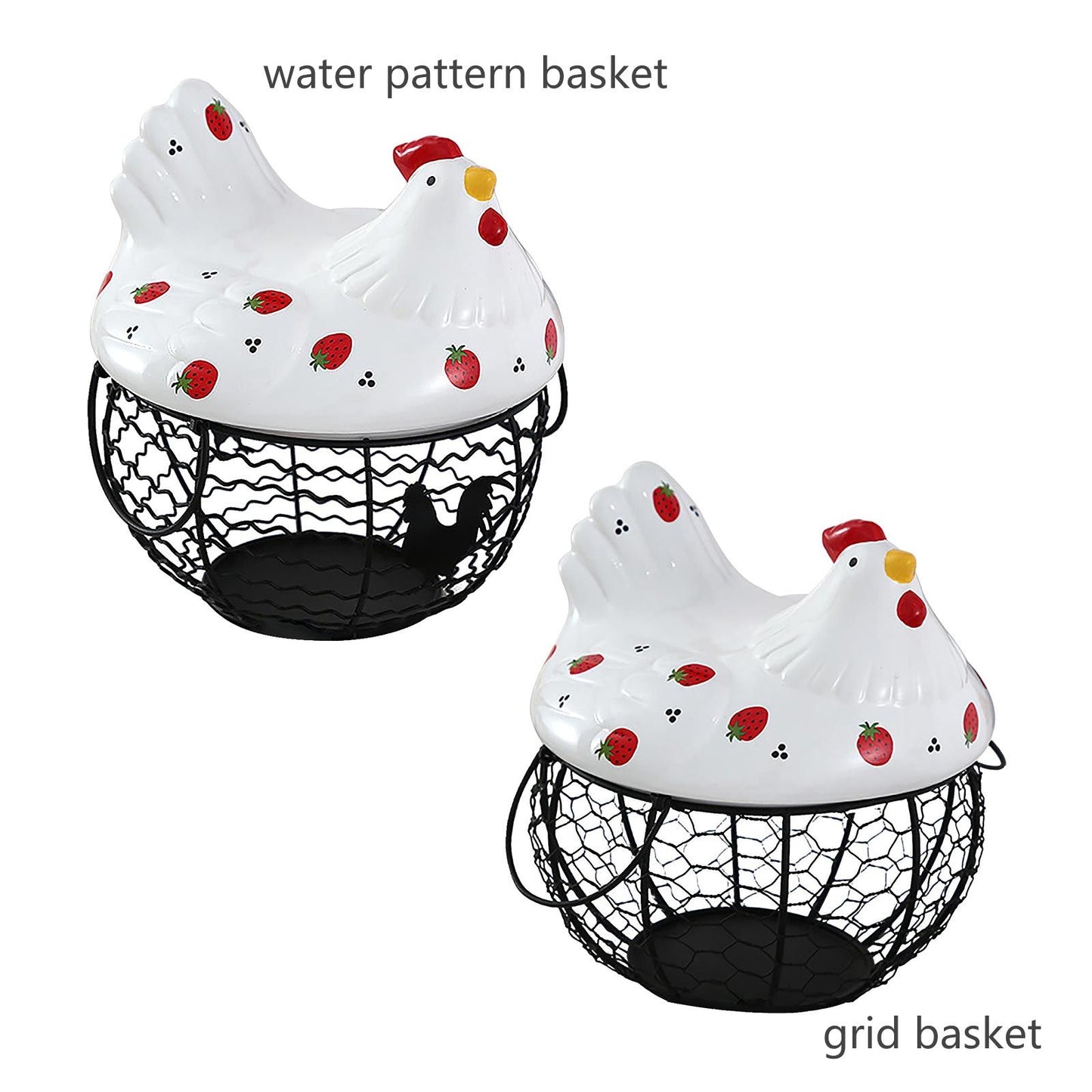 Strawberry Storage Basket Wrought Iron Basket Ceramic Egg Basket Living Room Fruit Storage Basket Kitchen V1294-YM0523-220113YA01-1
