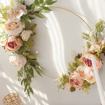 Simulation Peony Wreath Home Door Decorations Wall Hanging Artificial Peony Wreath Wedding Courtyard V1294-YM0523-220118XU03-4