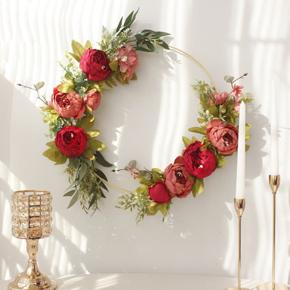 Simulation Peony Wreath Home Door Decorations Wall Hanging Artificial Peony Wreath Wedding Courtyard V1294-YM0523-220118XU03-4