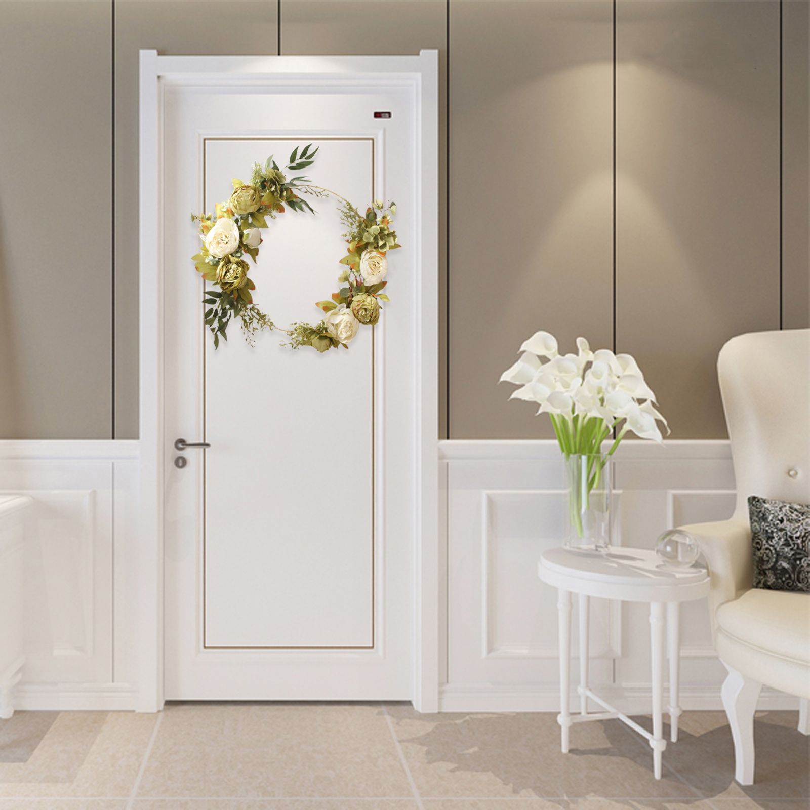 Simulation Peony Wreath Home Door Decorations Wall Hanging Artificial Peony Wreath Wedding Courtyard V1294-YM0523-220118XU03-4