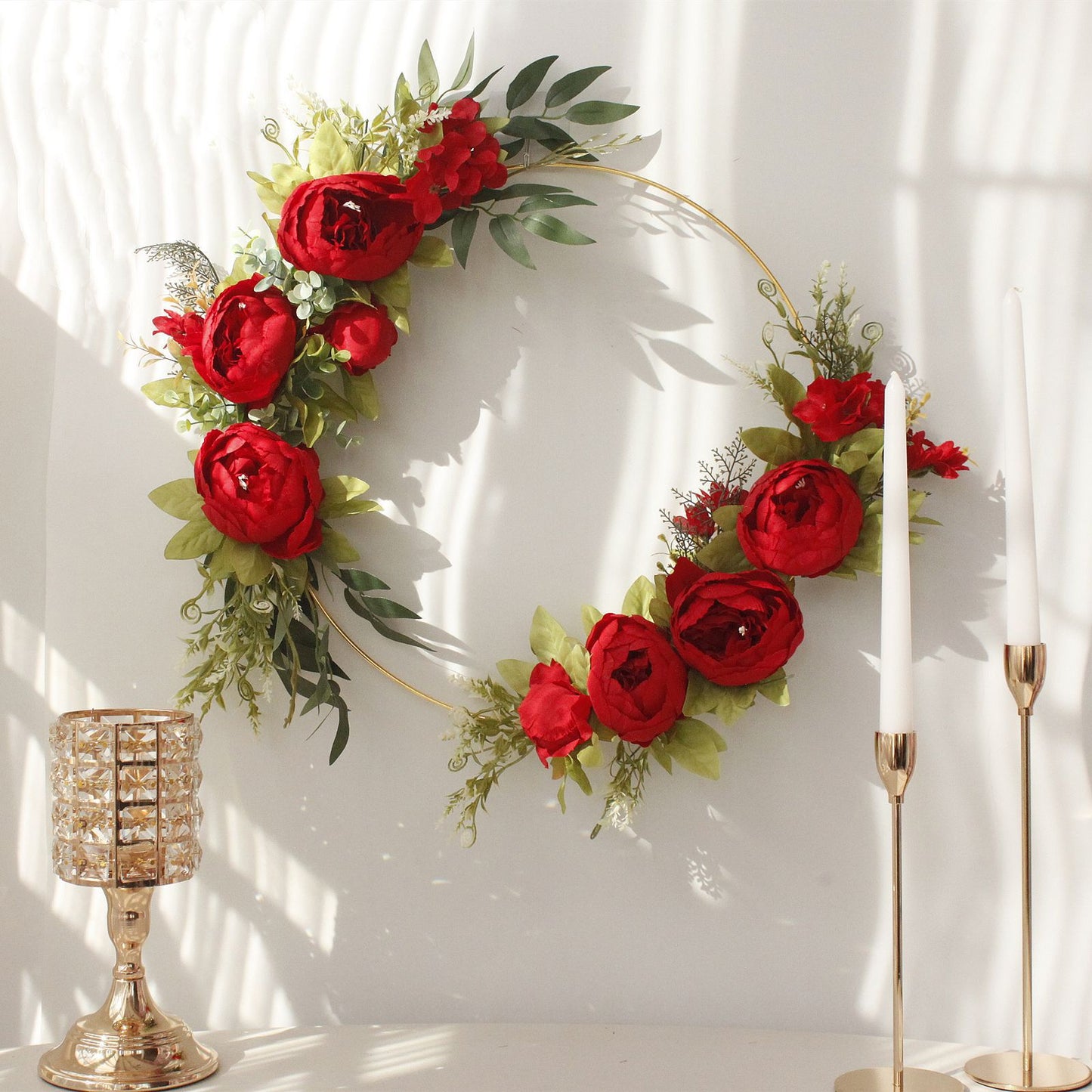 Simulation Peony Wreath Home Door Decorations Wall Hanging Artificial Peony Wreath Wedding Courtyard V1294-YM0523-220118XU03-4