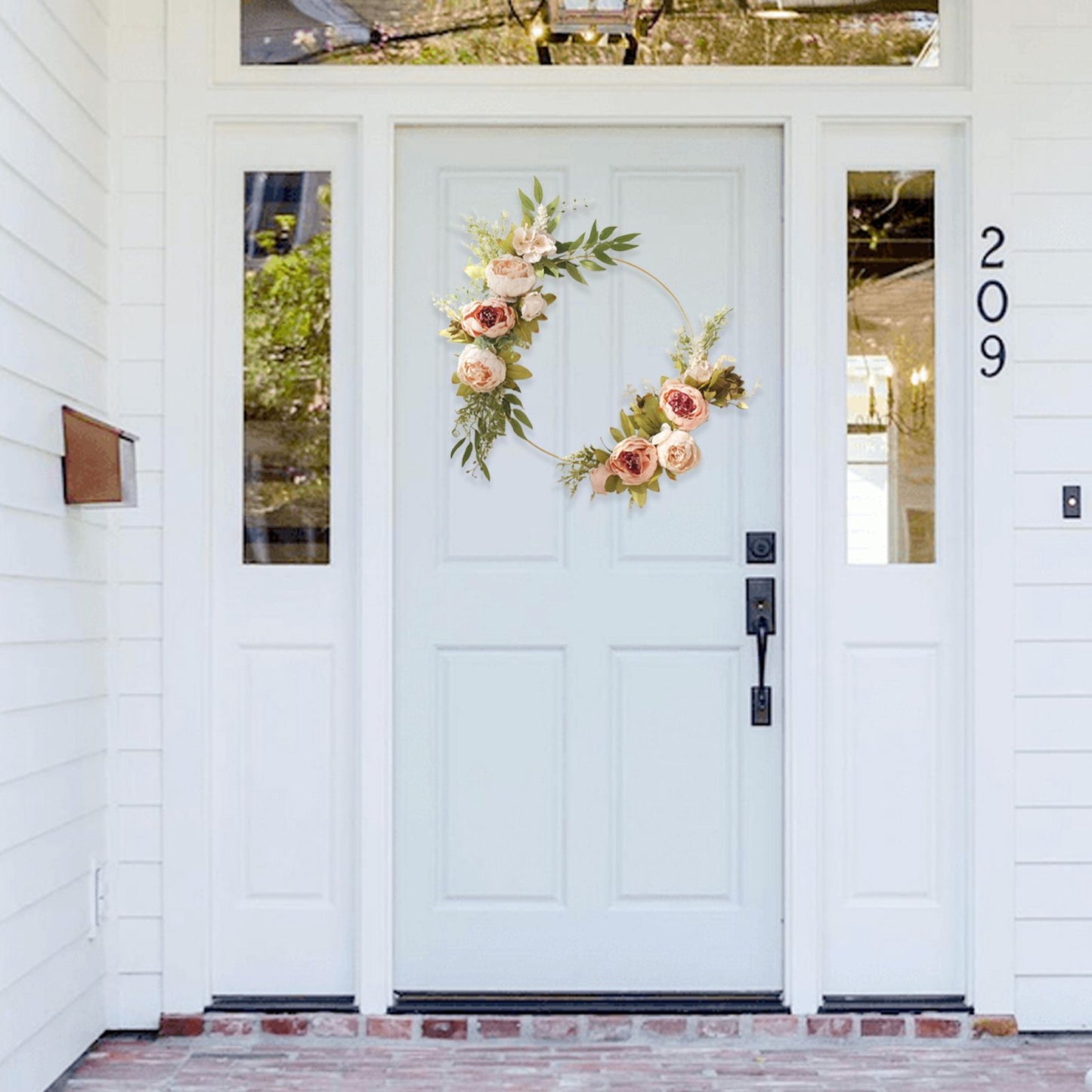 Simulation Peony Wreath Home Door Decorations Wall Hanging Artificial Peony Wreath Wedding Courtyard V1294-YM0523-220118XU03-4