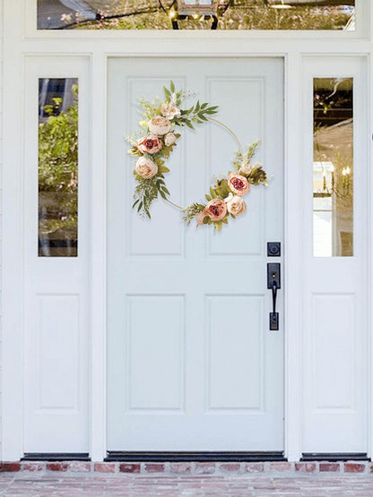 Simulation Peony Wreath Home Door Decorations Wall Hanging Artificial Peony Wreath Wedding Courtyard V1294-YM0523-220118XU03-4