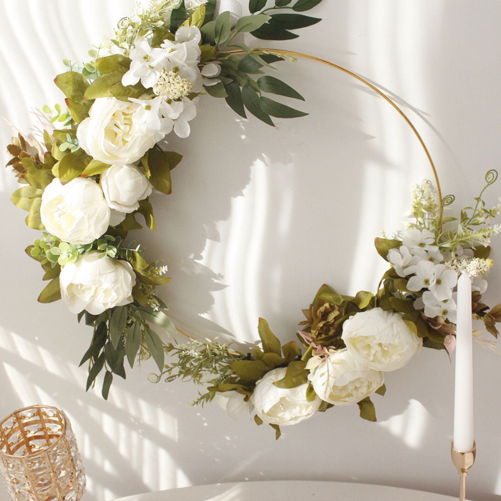 Simulation Peony Wreath Home Door Decorations Wall Hanging Artificial Peony Wreath Wedding Courtyard V1294-YM0523-220118XU03-5