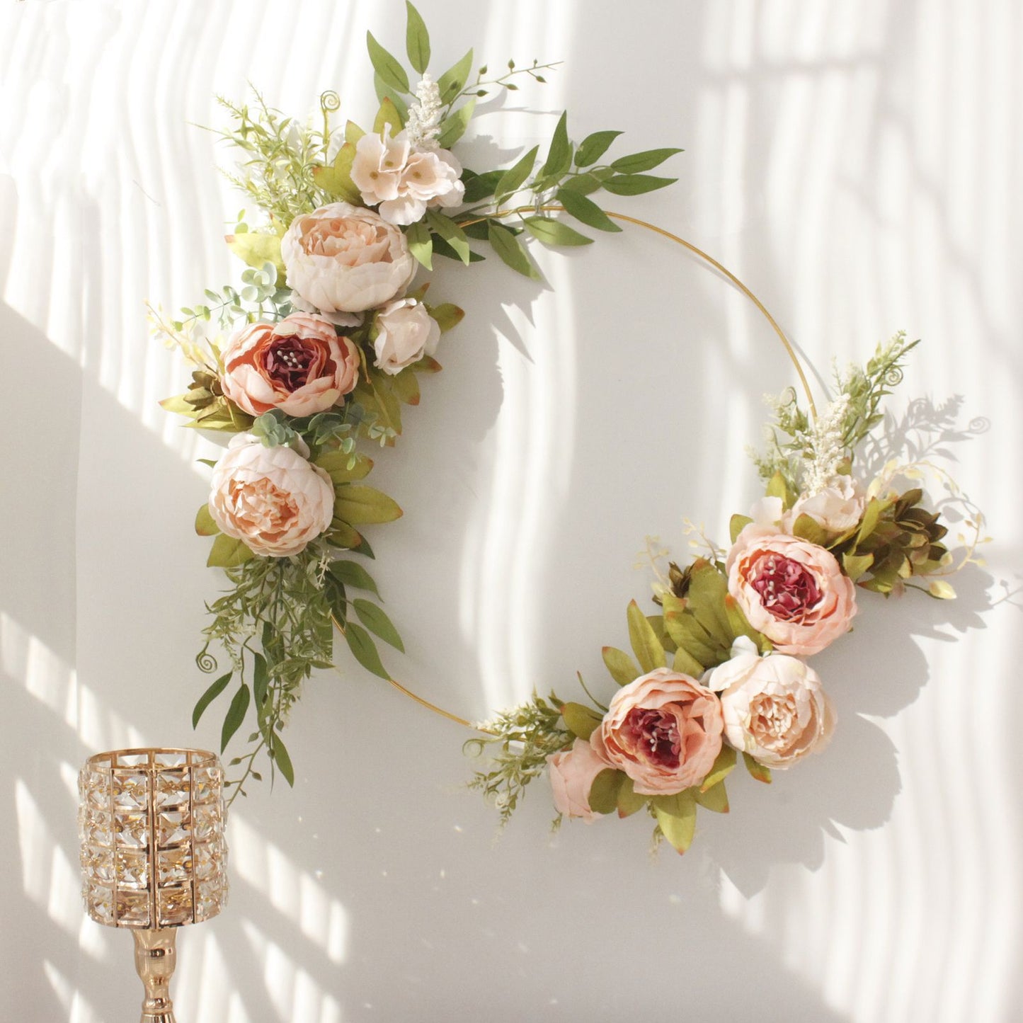 Simulation Peony Wreath Home Door Decorations Wall Hanging Artificial Peony Wreath Wedding Courtyard V1294-YM0523-220118XU03-5