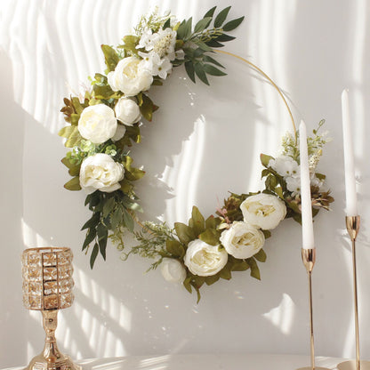 Simulation Peony Wreath Home Door Decorations Wall Hanging Artificial Peony Wreath Wedding Courtyard V1294-YM0523-220118XU03-5