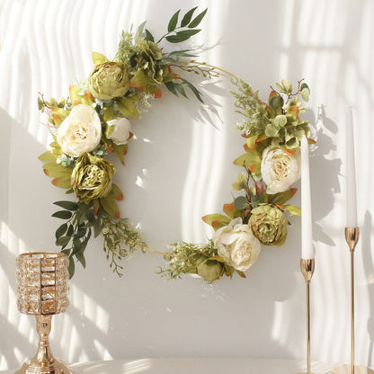Simulation Peony Wreath Home Door Decorations Wall Hanging Artificial Peony Wreath Wedding Courtyard V1294-YM0523-220118XU03-5