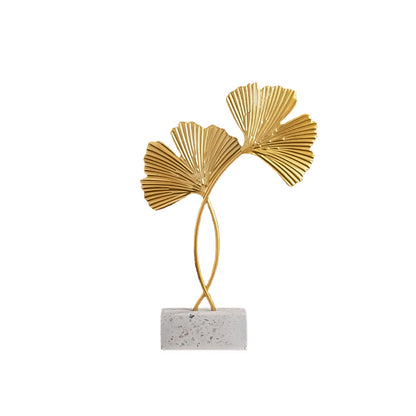 Ginkgo Leaf Ornaments Iron Ginkgo Leaf Craft Decoration with Sturdy Marble Base for Home Decor V1294-YM0523-220119HJ01-2