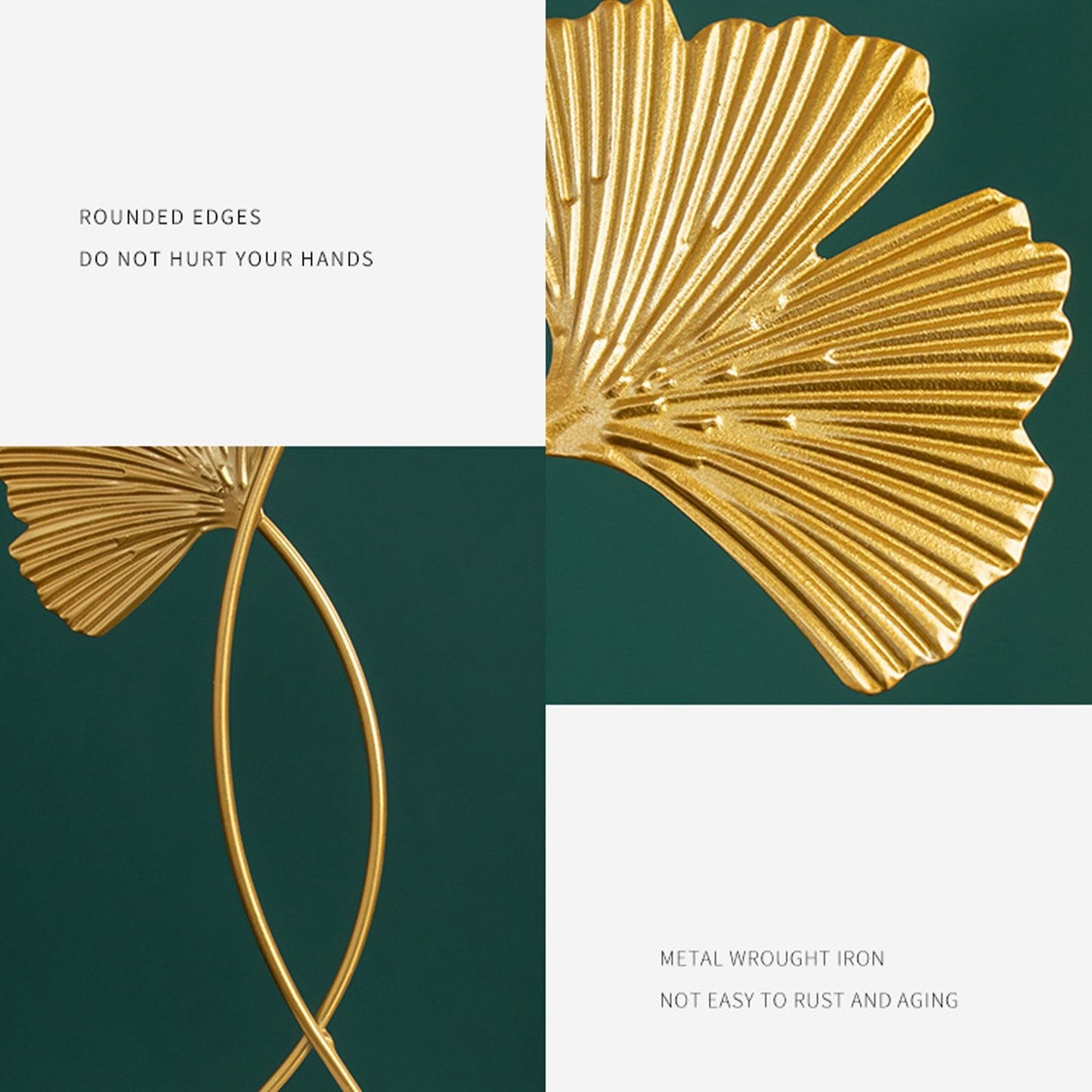 Ginkgo Leaf Ornaments Iron Ginkgo Leaf Craft Decoration with Sturdy Marble Base for Home Decor V1294-YM0523-220119HJ01-2