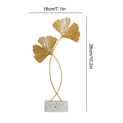 Ginkgo Leaf Ornaments Iron Ginkgo Leaf Craft Decoration with Sturdy Marble Base for Home Decor V1294-YM0523-220119HJ01-2