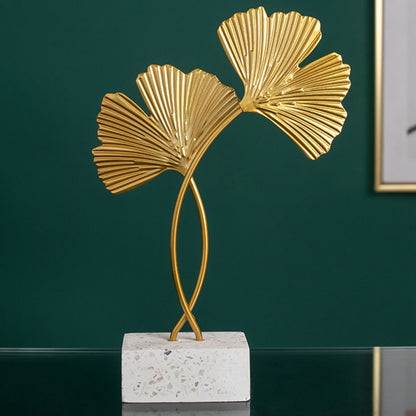 Ginkgo Leaf Ornaments Iron Ginkgo Leaf Craft Decoration with Sturdy Marble Base for Home Decor V1294-YM0523-220119HJ01-2