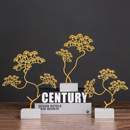 Ginkgo Leaf Ornaments Iron Ginkgo Leaf Craft Decoration with Sturdy Marble Base for Home Decor V1294-YM0523-220119HJ01-2
