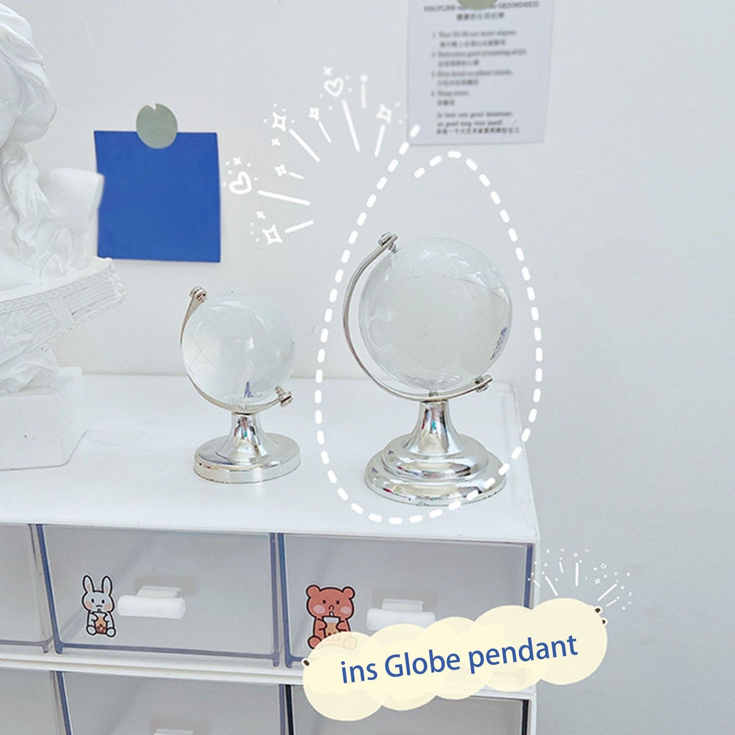 Simple Ins Style Mini Globe Girl Heart Creative Transparent Tabletop Decoration V1294-YM0523-220124HJ01-1