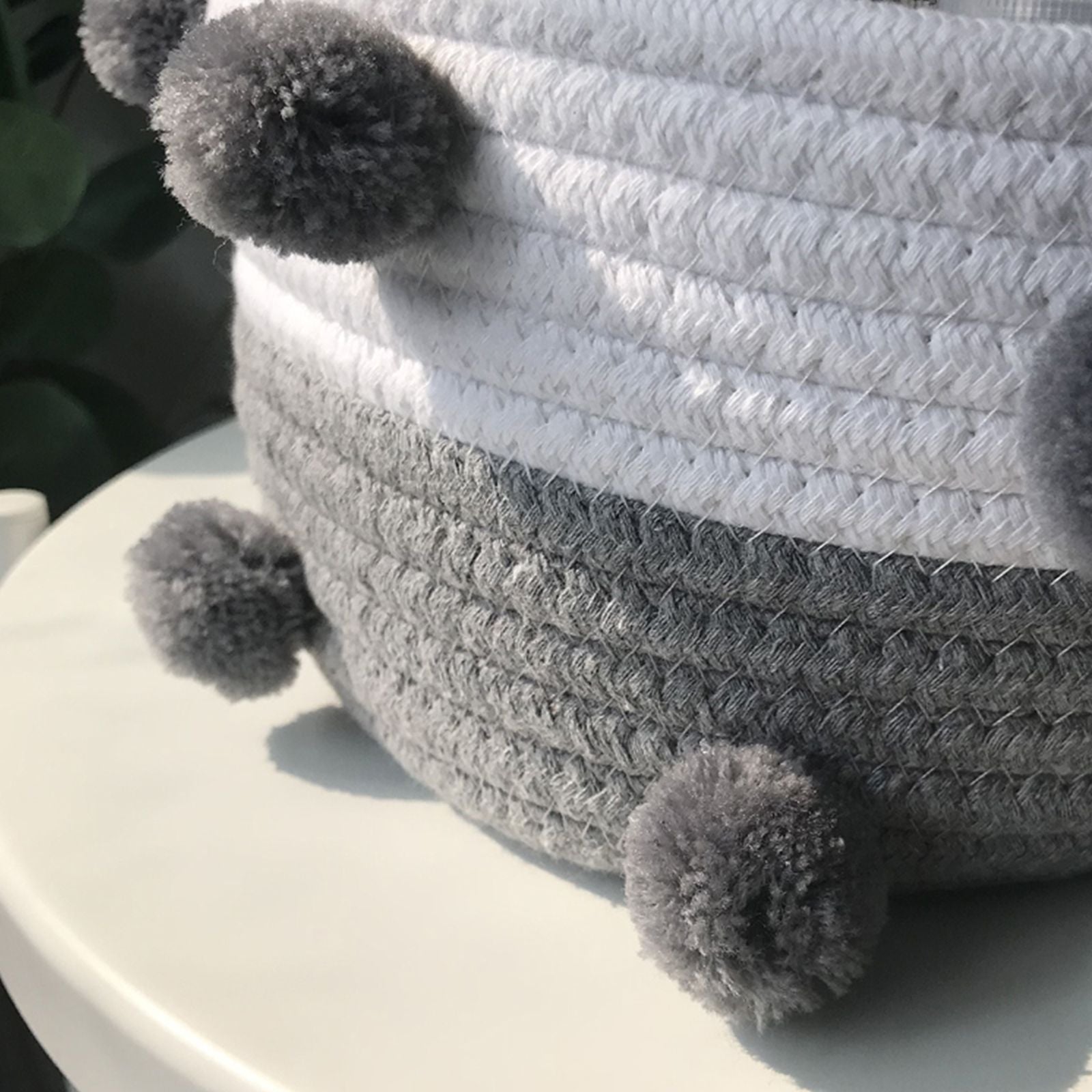 Cotton Rope Knitting With Fur Ball Storage Basket Snacks Keys Sundries Basket V1294-YM0523-220209HJ01-1