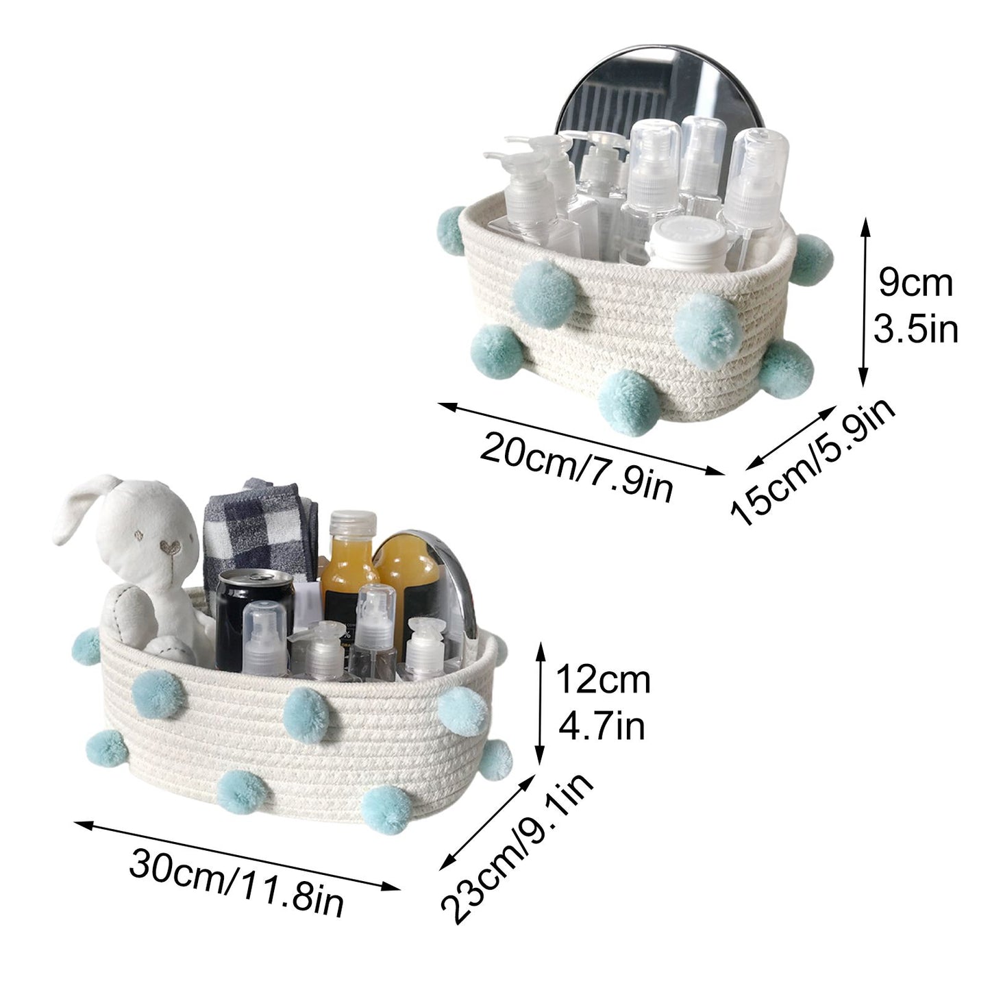 Cotton Rope Knitting With Fur Ball Storage Basket Snacks Keys Sundries Basket V1294-YM0523-220209HJ01-1