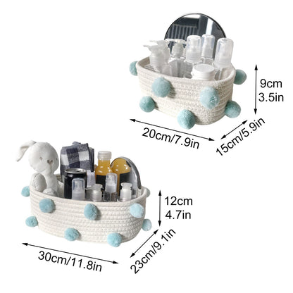 Cotton Rope Knitting With Fur Ball Storage Basket Snacks Keys Sundries Basket V1294-YM0523-220209HJ01-1
