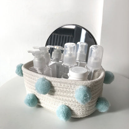 Cotton Rope Knitting With Fur Ball Storage Basket Snacks Keys Sundries Basket V1294-YM0523-220209HJ01-2