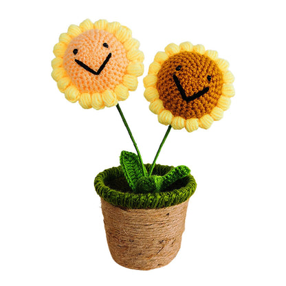Artificial Sunflower Hand Woven Yarn Simulation Flower Potting Indoor Decoration V1294-YM0523-220209HJ02-4