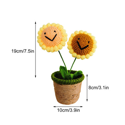 Artificial Sunflower Hand Woven Yarn Simulation Flower Potting Indoor Decoration V1294-YM0523-220209HJ02-4