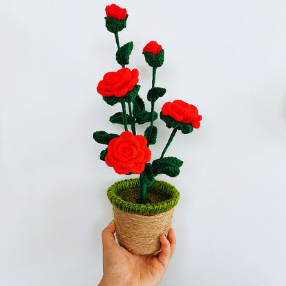 Artificial Sunflower Hand Woven Yarn Simulation Flower Potting Indoor Decoration V1294-YM0523-220209HJ02-4