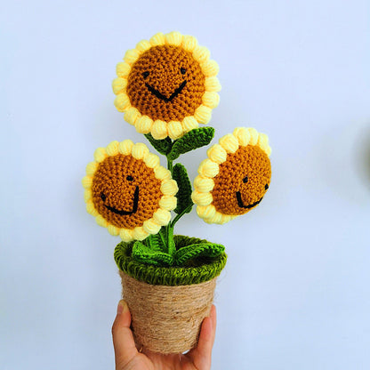 Artificial Sunflower Hand Woven Yarn Simulation Flower Potting Indoor Decoration V1294-YM0523-220209HJ02-4