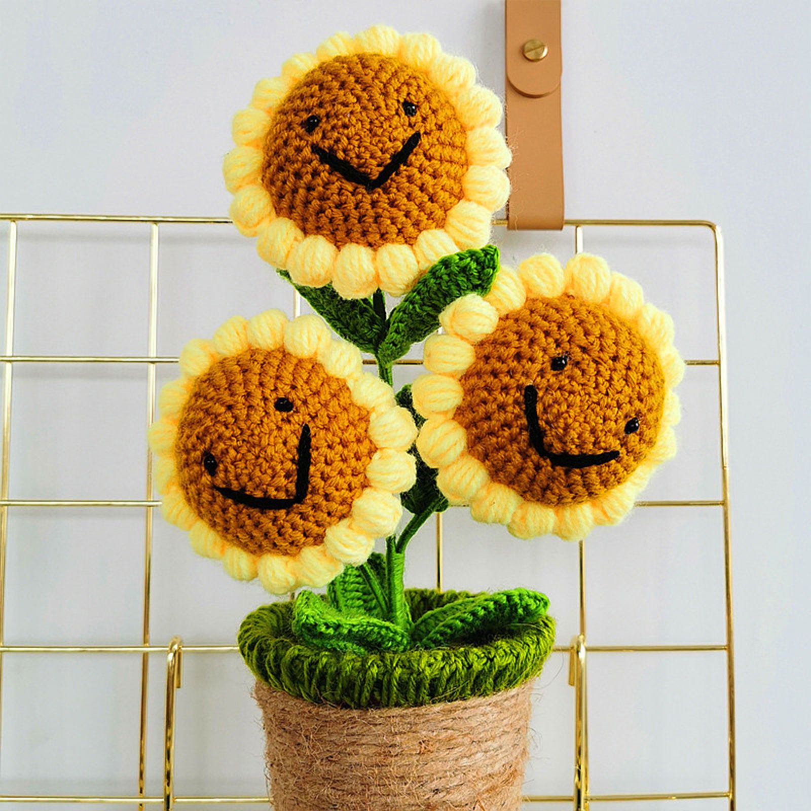 Artificial Sunflower Hand Woven Yarn Simulation Flower Potting Indoor Decoration V1294-YM0523-220209HJ02-4
