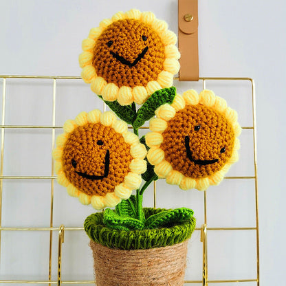 Artificial Sunflower Hand Woven Yarn Simulation Flower Potting Indoor Decoration V1294-YM0523-220209HJ02-4