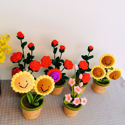 Artificial Sunflower Hand Woven Yarn Simulation Flower Potting Indoor Decoration V1294-YM0523-220209HJ02-4