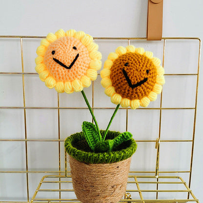 Artificial Sunflower Hand Woven Yarn Simulation Flower Potting Indoor Decoration V1294-YM0523-220209HJ02-4