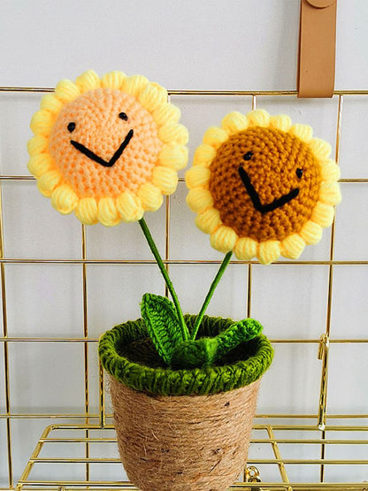 Artificial Sunflower Hand Woven Yarn Simulation Flower Potting Indoor Decoration V1294-YM0523-220209HJ02-4
