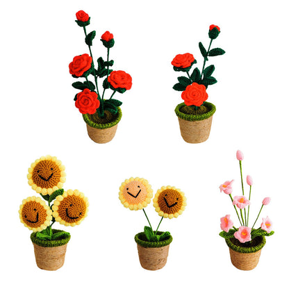 Artificial Sunflower Hand Woven Yarn Simulation Flower Potting Indoor Decoration V1294-YM0523-220209HJ02-4
