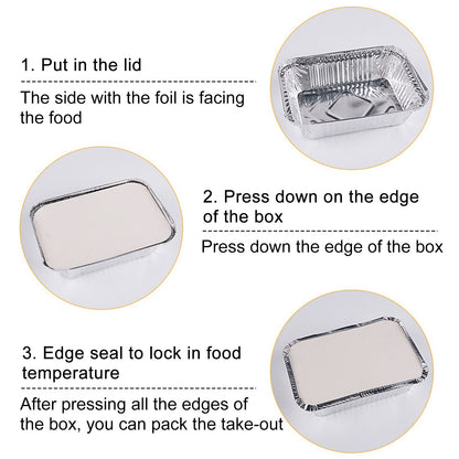 Disposable Tin Foil Box with Lid Outdoor Barbecue Baking Oven Tin Foil Bowl V1294-YM0523-220211GS01-1