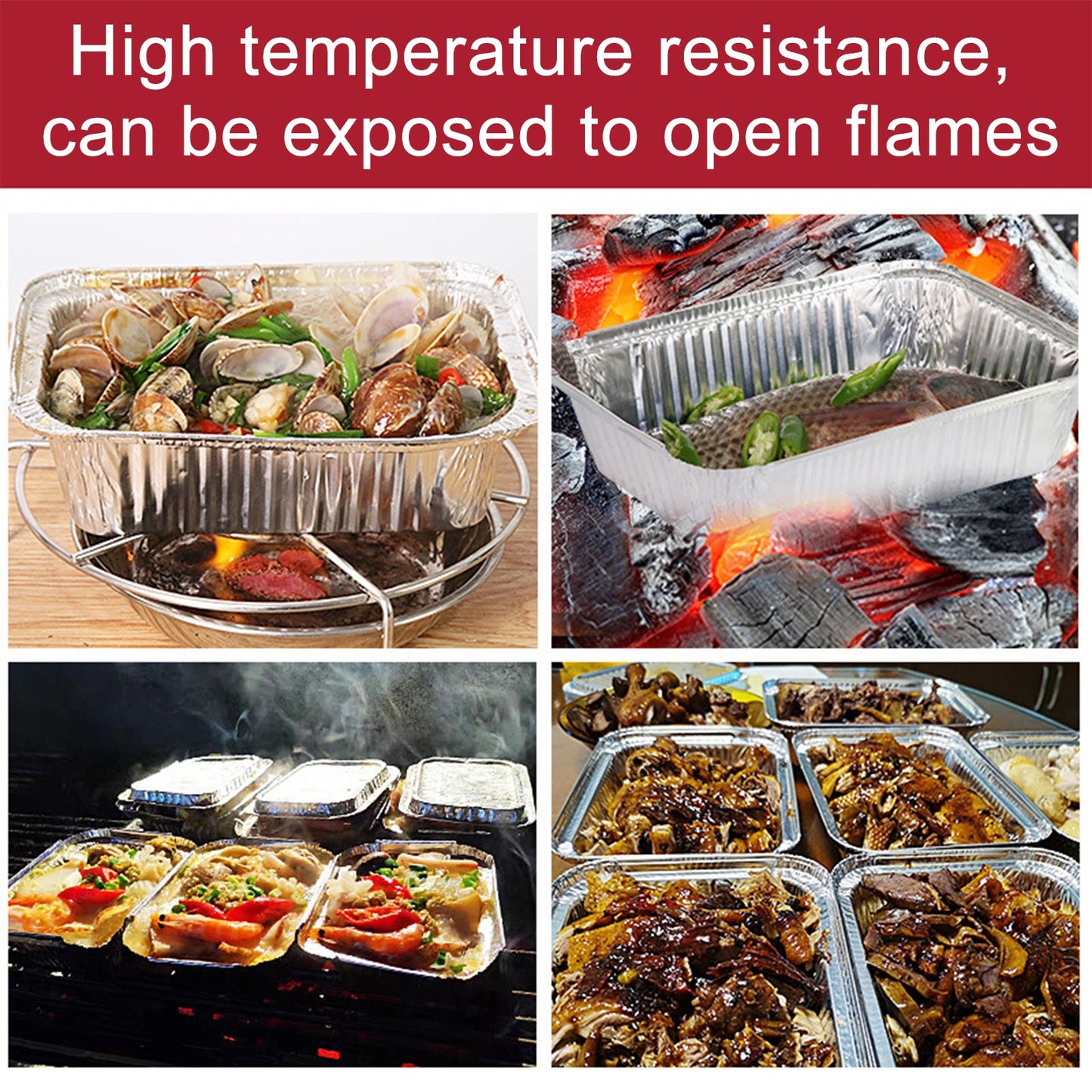 Disposable Tin Foil Box with Lid Outdoor Barbecue Baking Oven Tin Foil Bowl V1294-YM0523-220211GS01-1