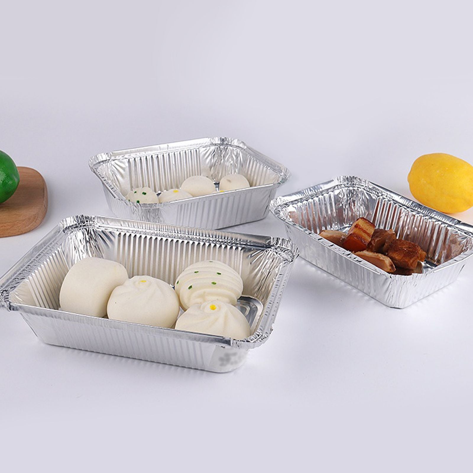 Disposable Tin Foil Box with Lid Outdoor Barbecue Baking Oven Tin Foil Bowl V1294-YM0523-220211GS01-1