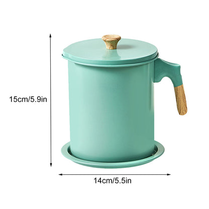 Household Mesh Oil Filter Tank with Lid Large Capacity Grease Container Oil Storage Pot V1294-YM0523-220212GS01-2