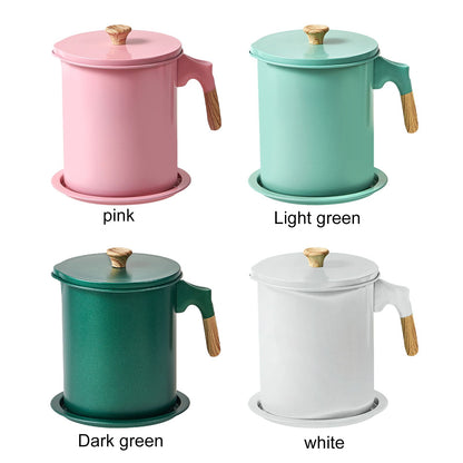 Household Mesh Oil Filter Tank with Lid Large Capacity Grease Container Oil Storage Pot V1294-YM0523-220212GS01-3