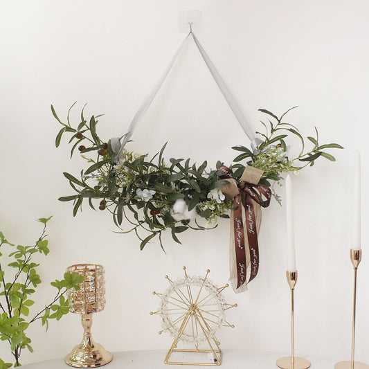 Simulation Silk Flowers Artificial Olive Branch Leaves Cotton Wreath Lintel Decorative Flowers Table Flower V1294-YM0523-220217LW04-2