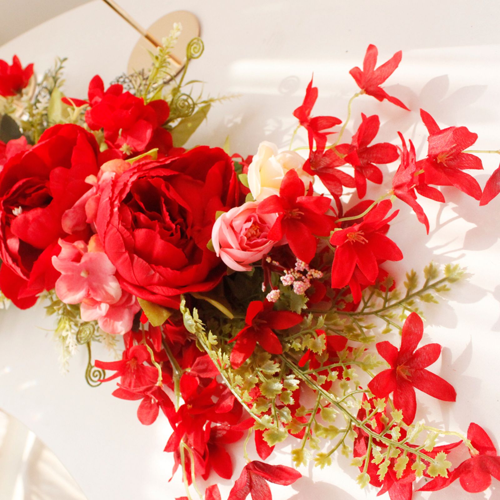 Spring Door Wreath Hanging Decorative Lintel Wreath Artificial Peony Flower Swag for Wedding Arch V1294-YM0523-220224XY01-4